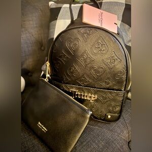 Juicy Couture Black Backpack and Pouch Set